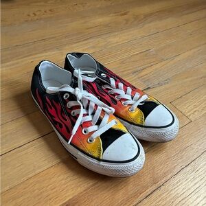 Converse Black and Red Flame Sneakers